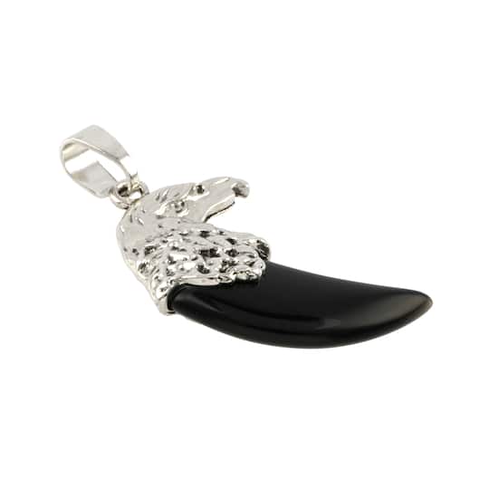 12 Pack: Rhodium & Obsidian Eagle Pendant by Bead Landing™